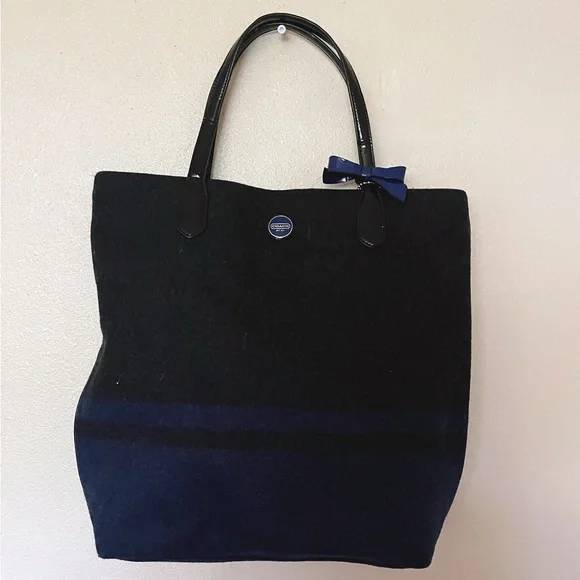 Coach | Bags | Coach Signature Stripe Wool Ns Tote Bag Blue 